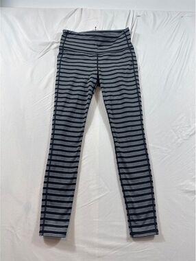 Athleta Black and Gray Striped Leggings Size SP